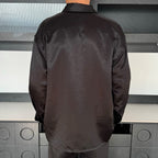 The Row Textured Silk-Blend Long Sleeve Shirt – Midnight Black