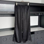 The Row Textured Silk-Blend Wide-Leg Trousers – Midnight Black