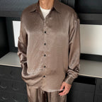 The Row Textured Silk-Blend Long Sleeve Shirt – Antique Bronze