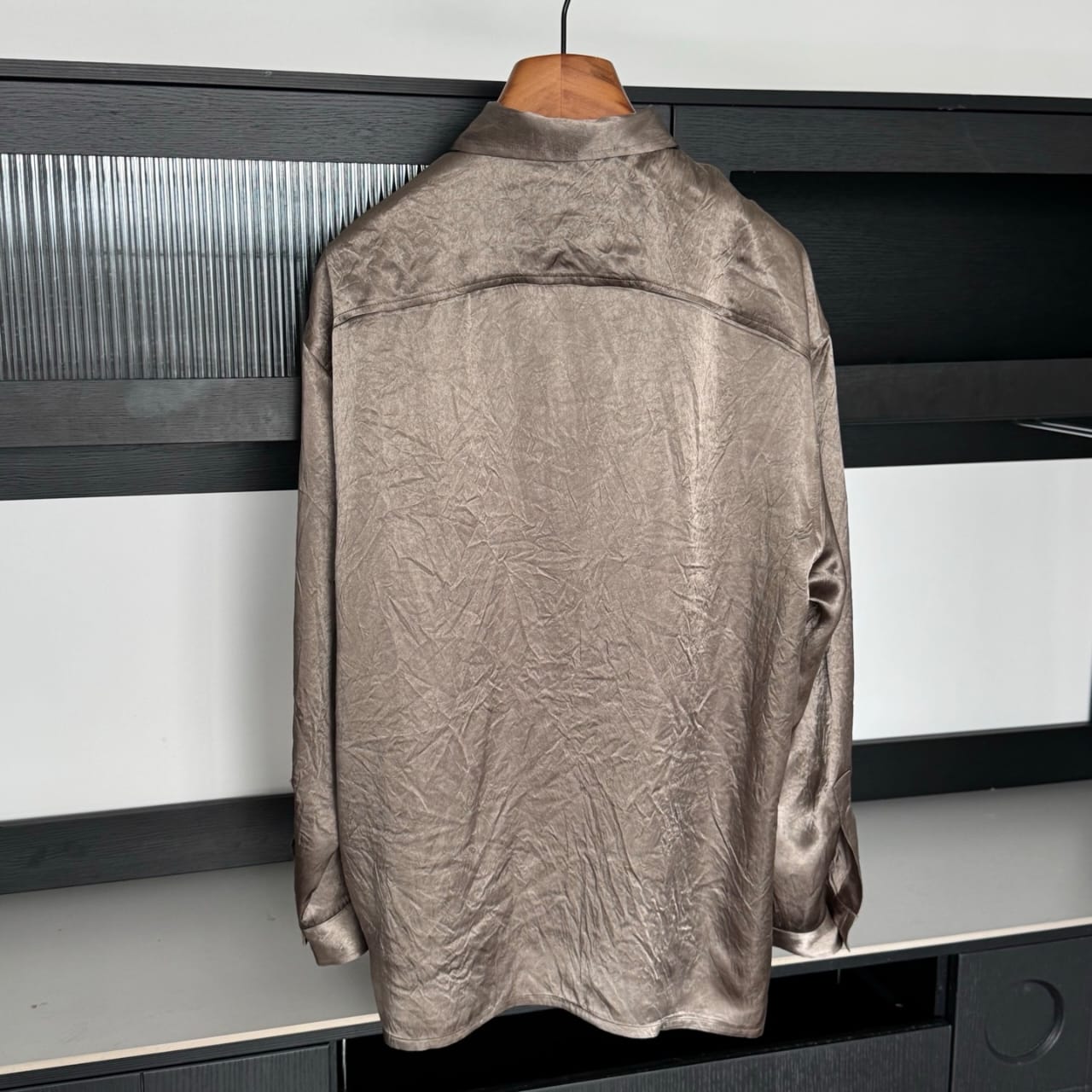 The Row Textured Silk-Blend Long Sleeve Shirt – Antique Bronze