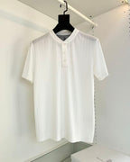Brunello Cucinelli - Ribbed Cotton-Silk Henley in Optical White