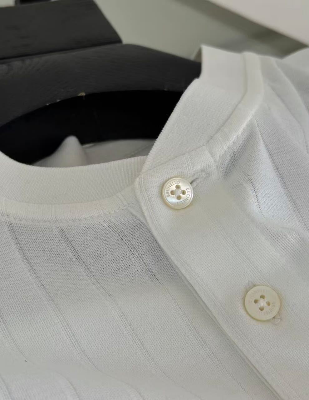 Brunello Cucinelli - Ribbed Cotton-Silk Henley in Optical White