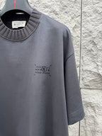 Maison Margiela - Ribbed-Collar Numerical Logo Tee in Charcoal