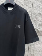 MM6 Maison Margiela - Ribbed-Neck Numerical Logo Tee in Black