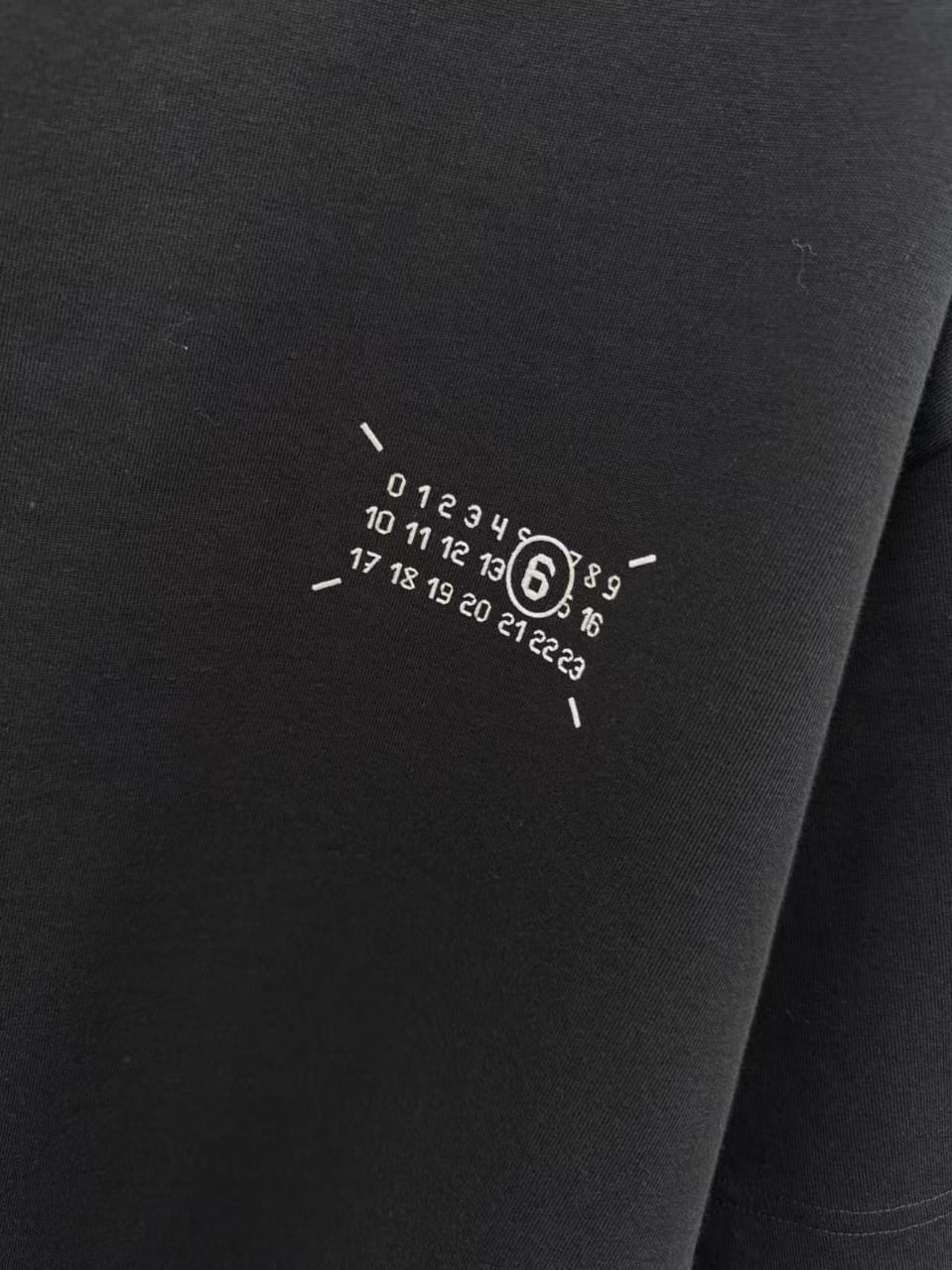 MM6 Maison Margiela - Ribbed-Neck Numerical Logo Tee in Black