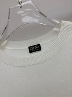 ZEGNA - Luxury Silk-Cotton Short-Sleeved Knit in Off-White