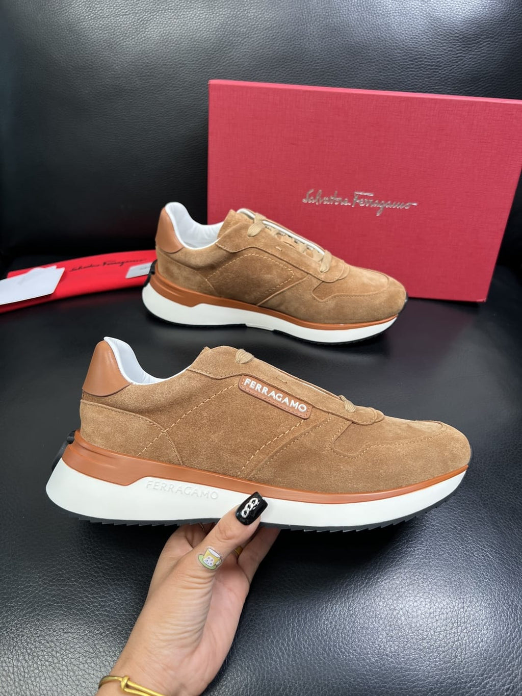 Ferragamo - Suede-Leather Low-Top Luxury Sneakers