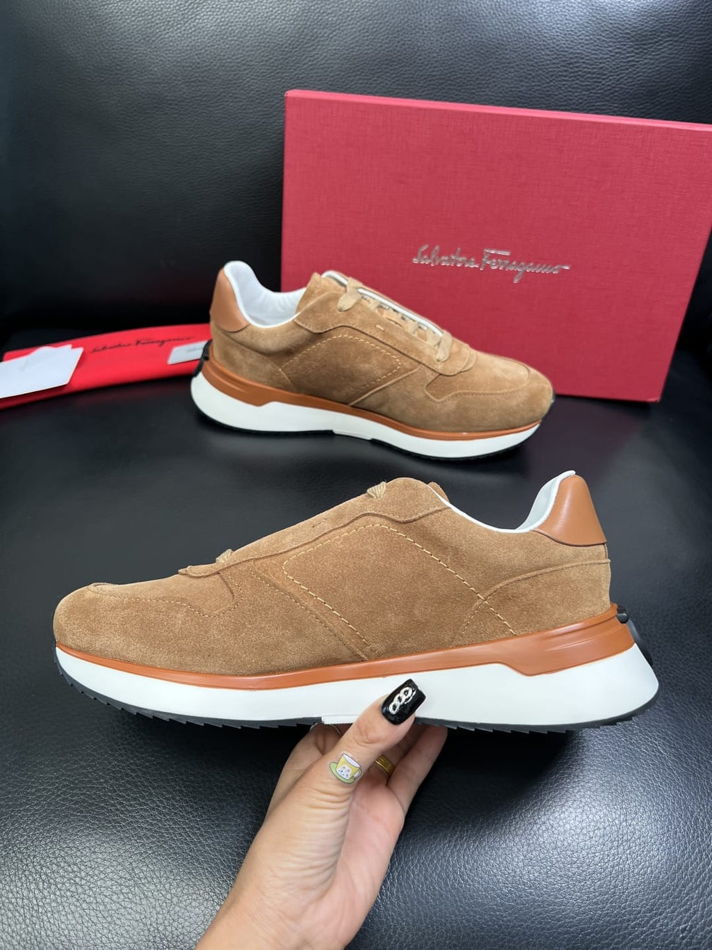 Ferragamo - Suede-Leather Low-Top Luxury Sneakers
