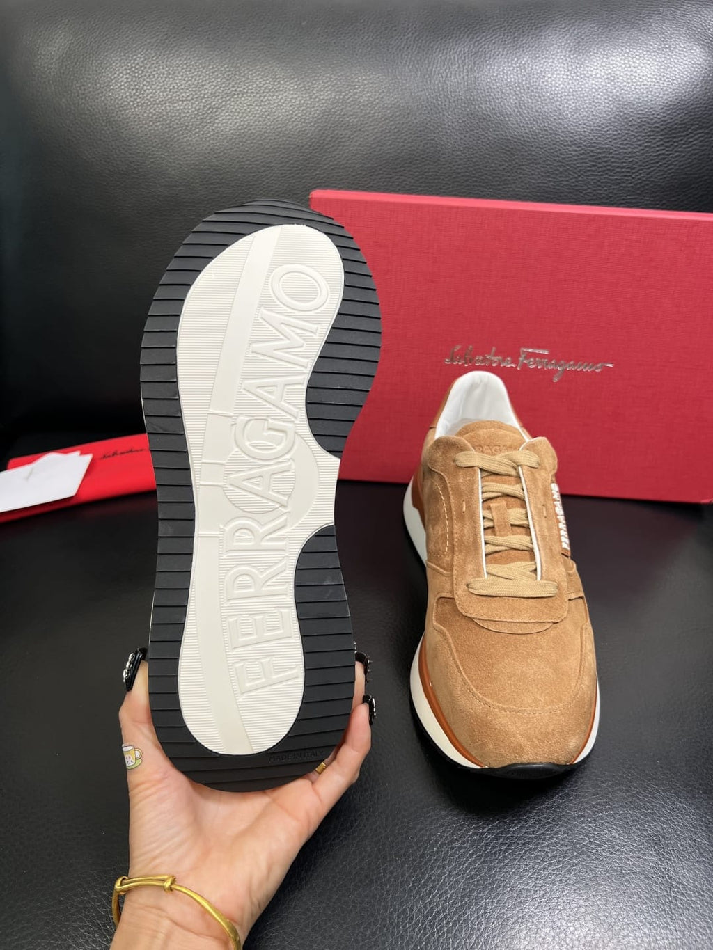 Ferragamo - Suede-Leather Low-Top Luxury Sneakers