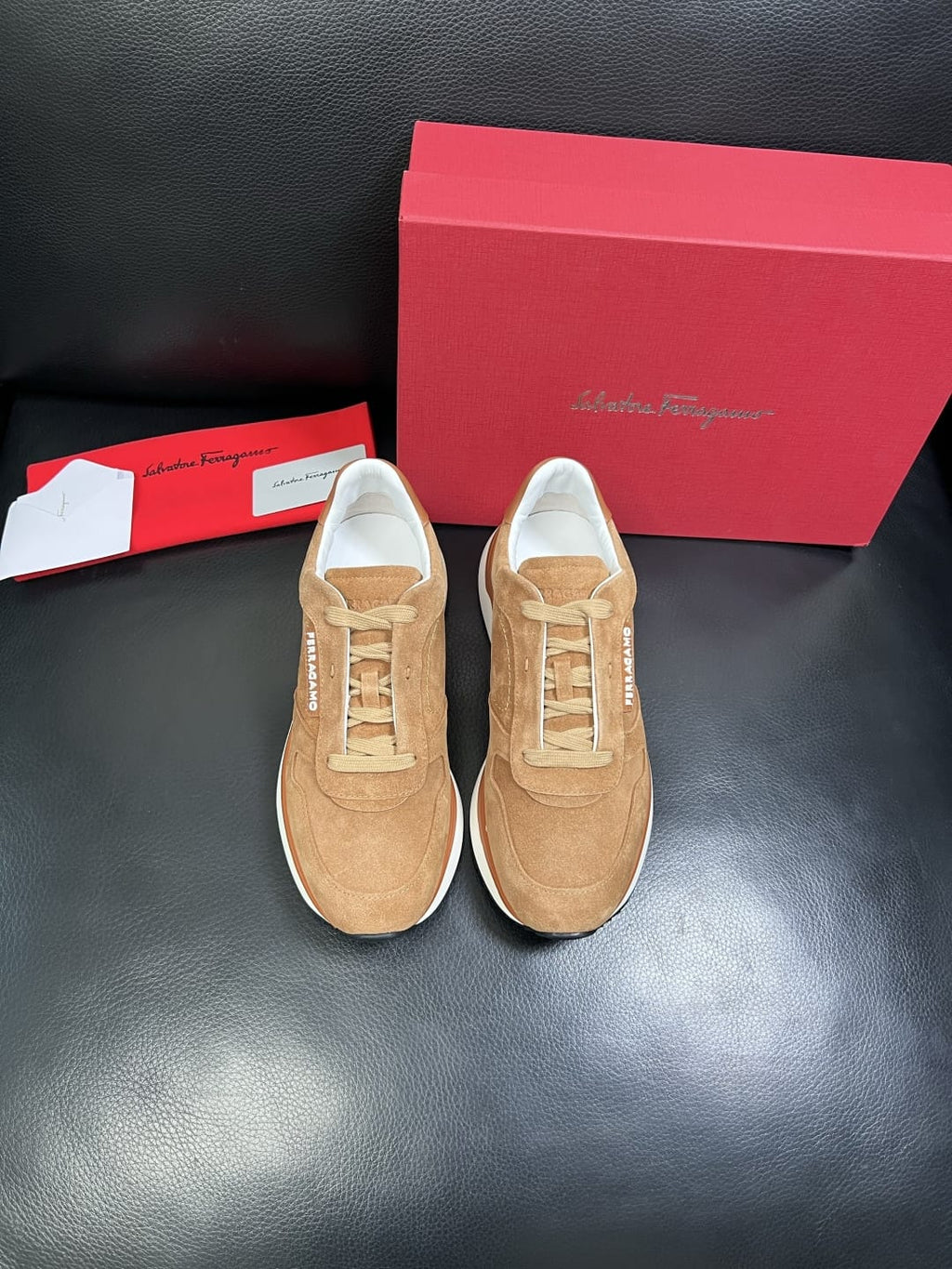 Ferragamo - Suede-Leather Low-Top Luxury Sneakers