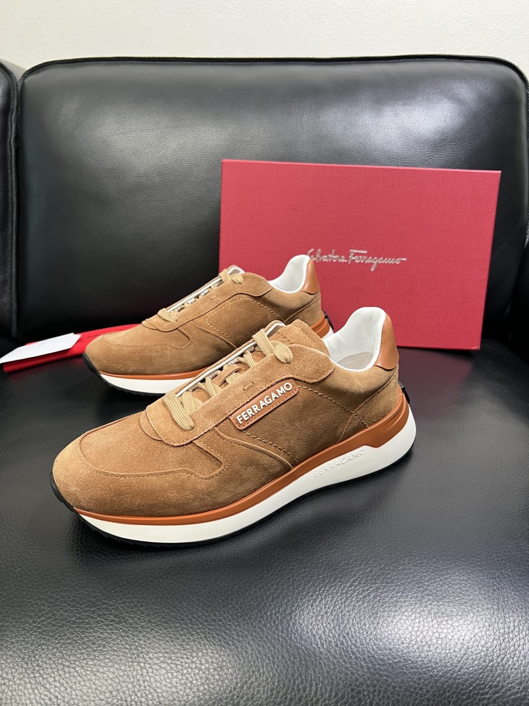 Ferragamo - Suede-Leather Low-Top Luxury Sneakers