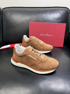 Ferragamo - Suede-Leather Low-Top Luxury Sneakers