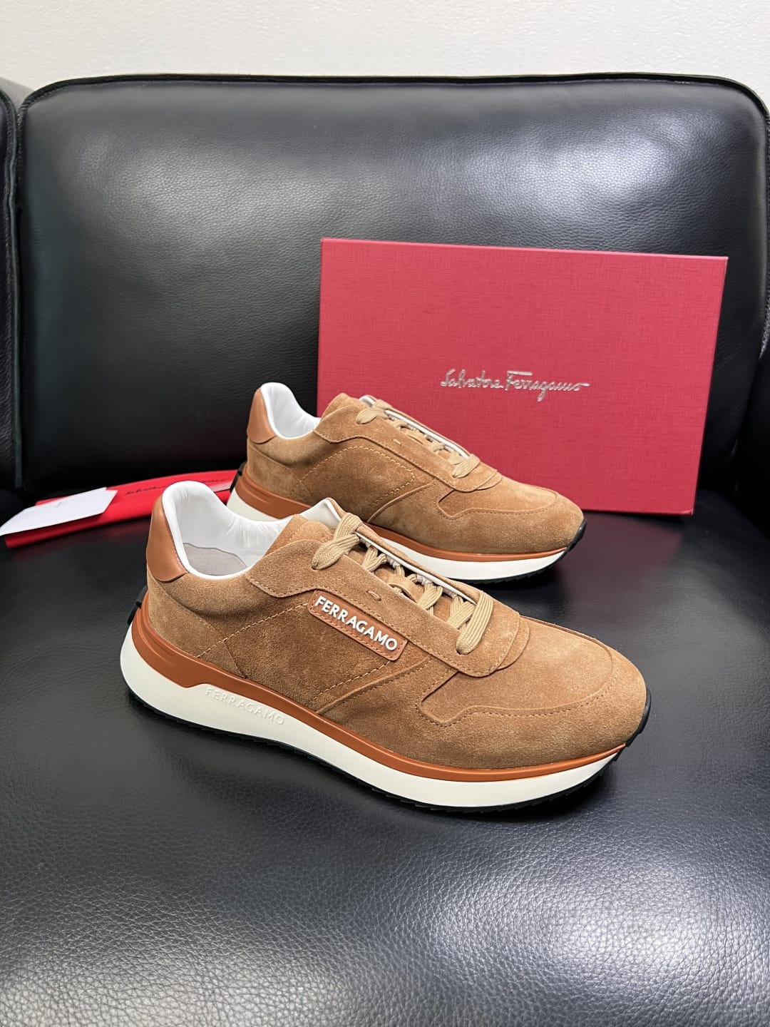 Ferragamo - Suede-Leather Low-Top Luxury Sneakers