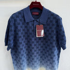Gucci - GG Monogram Knit Polo Shirt - Marine Blue