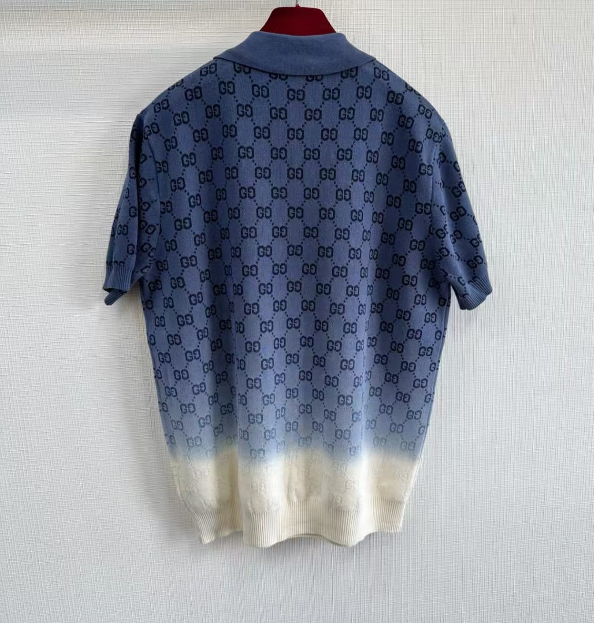 Gucci - GG Monogram Knit Polo Shirt - Marine Blue