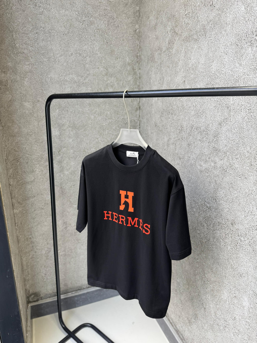 Hermès - Embroidered "H" Logo Cotton T-Shirt - Black & Signature Orange
