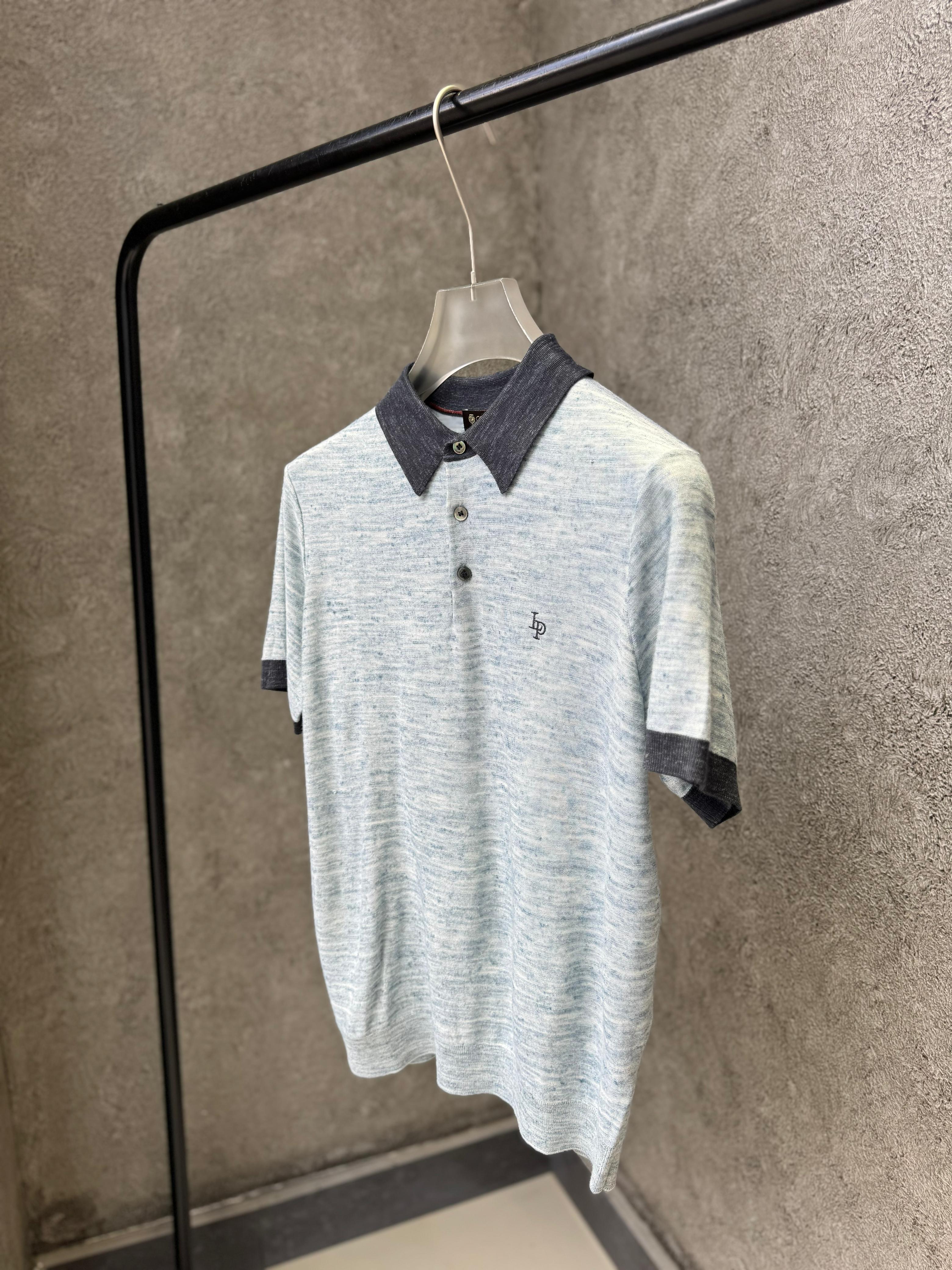 Loro Piana - Mélange Silk & Cotton Knit Polo - Glacier Blue