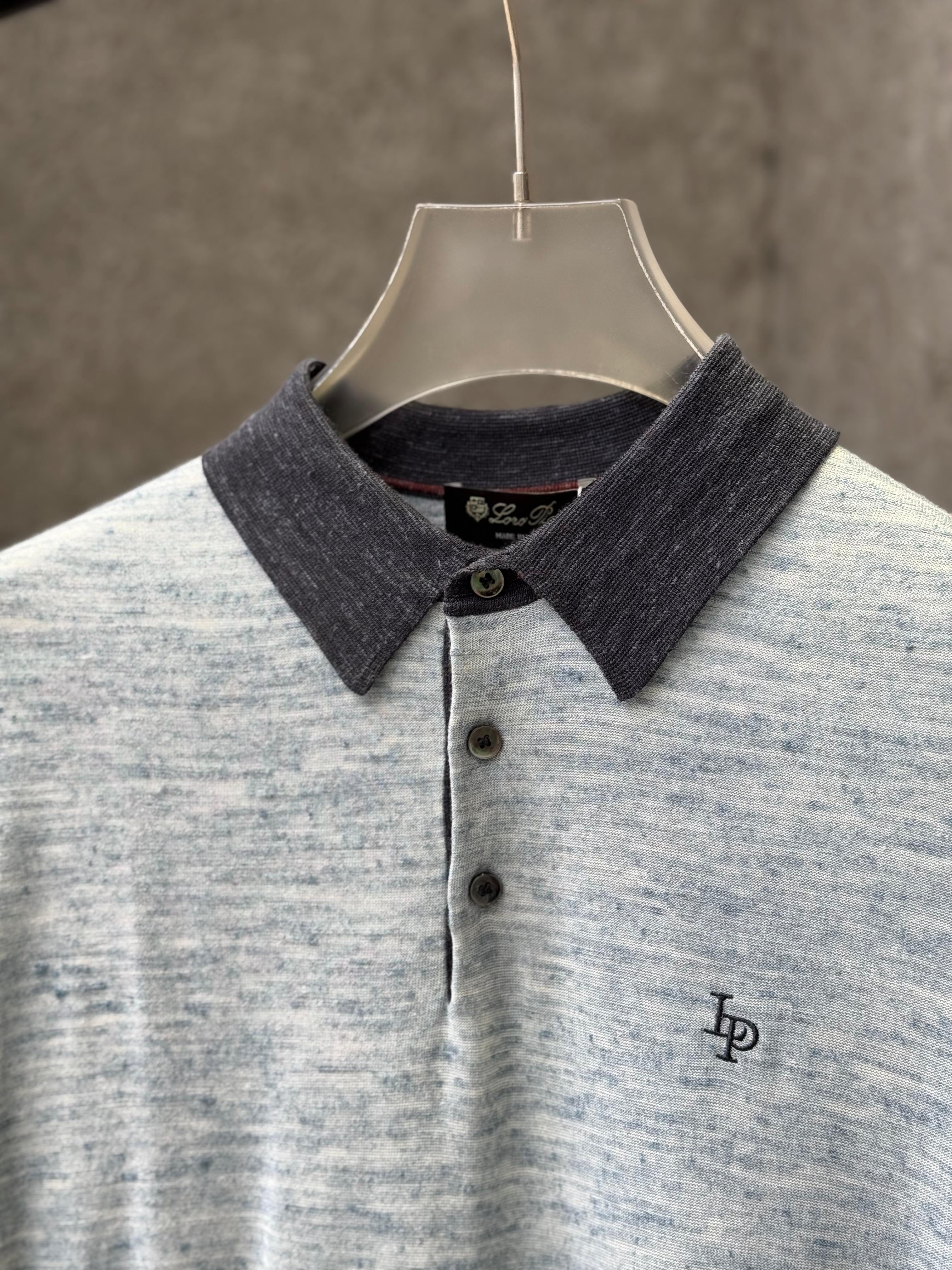 Loro Piana - Mélange Silk & Cotton Knit Polo - Glacier Blue