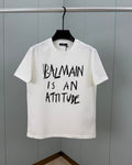 Balmain - "Is An Attitude" Distressed Graphic T-Shirt - Optic White
