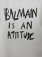 Balmain - "Is An Attitude" Distressed Graphic T-Shirt - Optic White