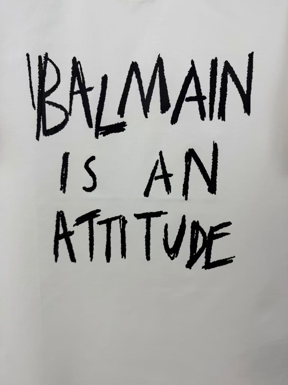 Balmain - "Is An Attitude" Distressed Graphic T-Shirt - Optic White