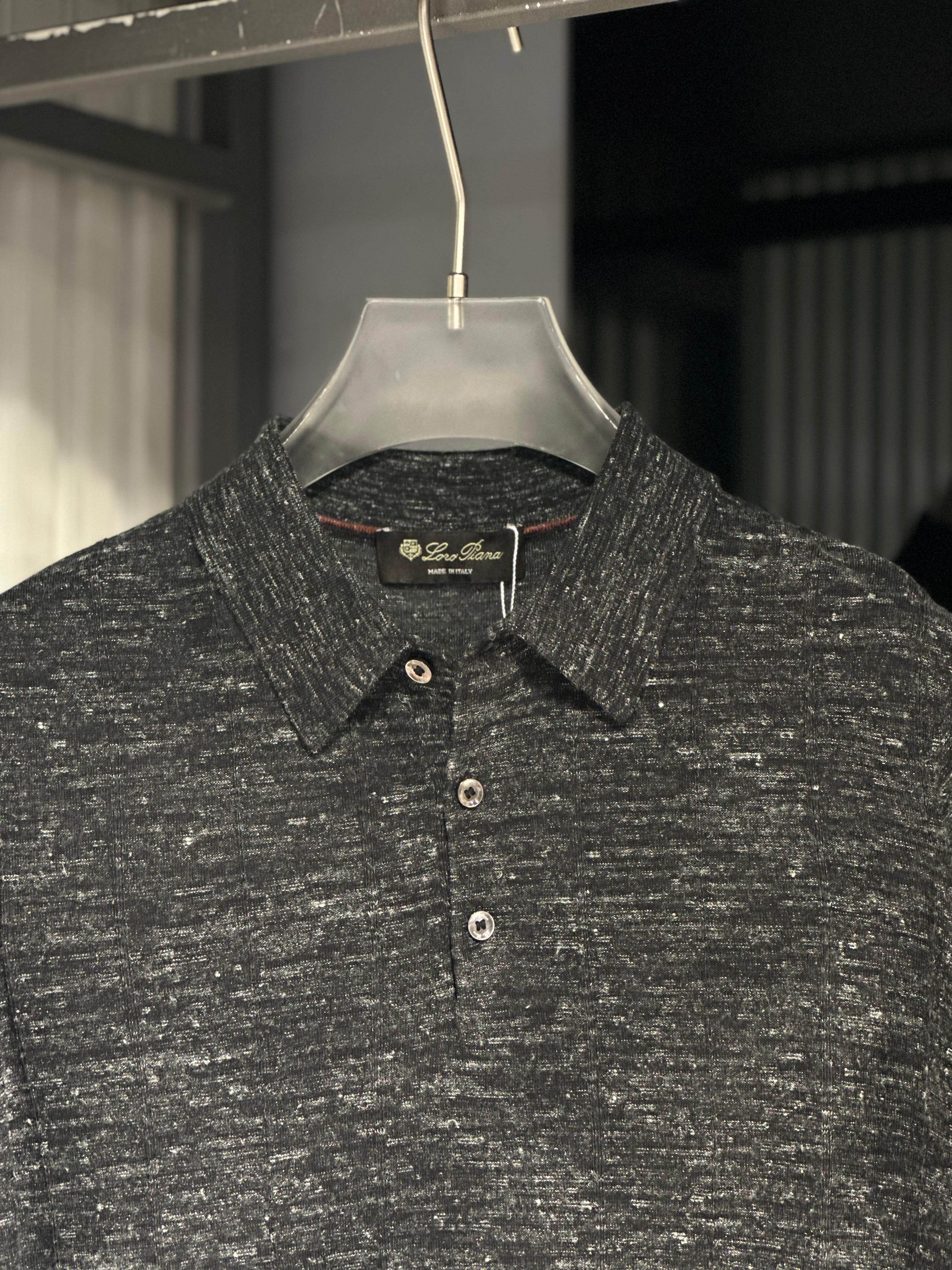 Loro Piana - Charcoal Mélange Silk & Cotton Knit Polo