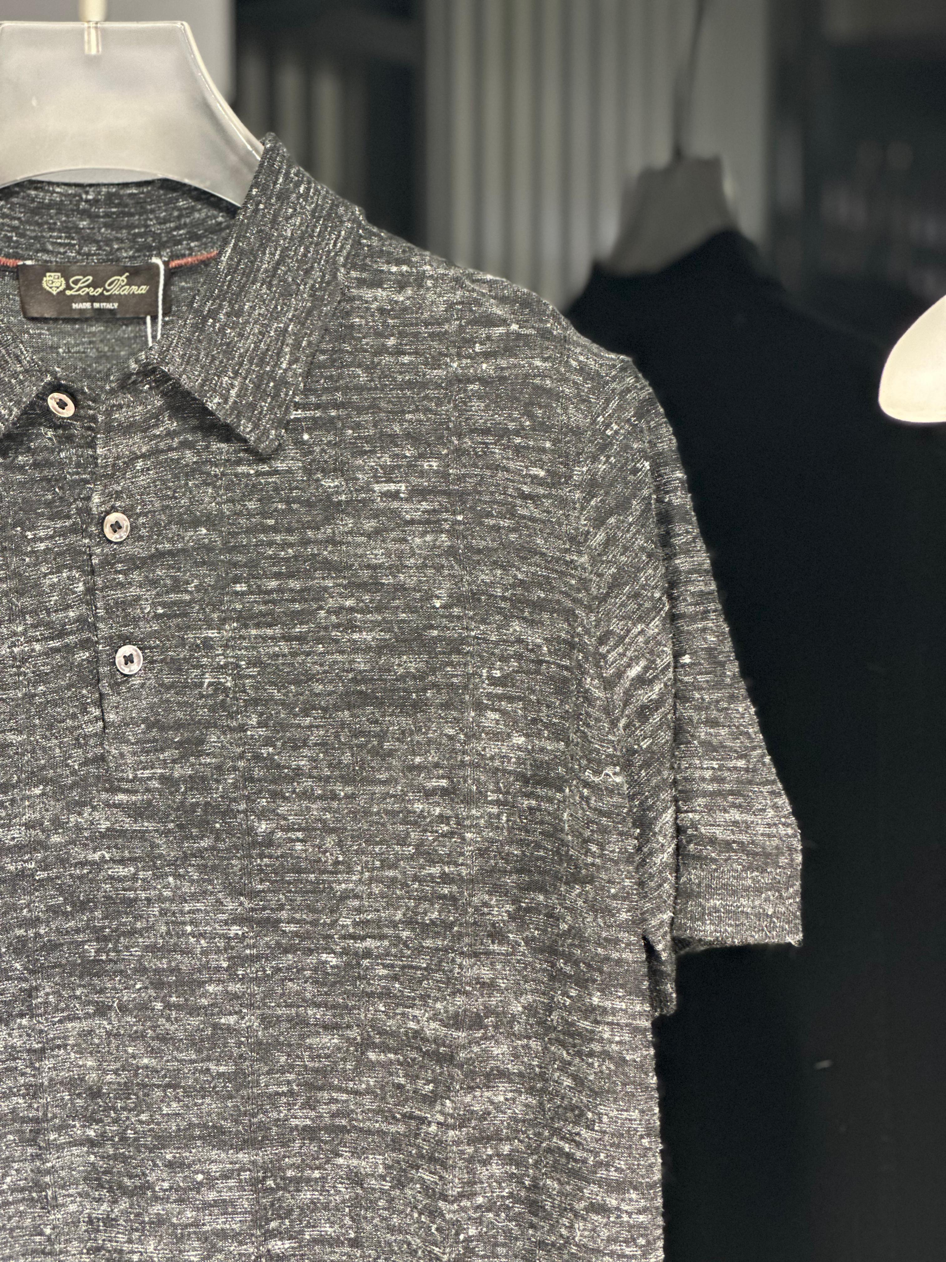 Loro Piana - Charcoal Mélange Silk & Cotton Knit Polo
