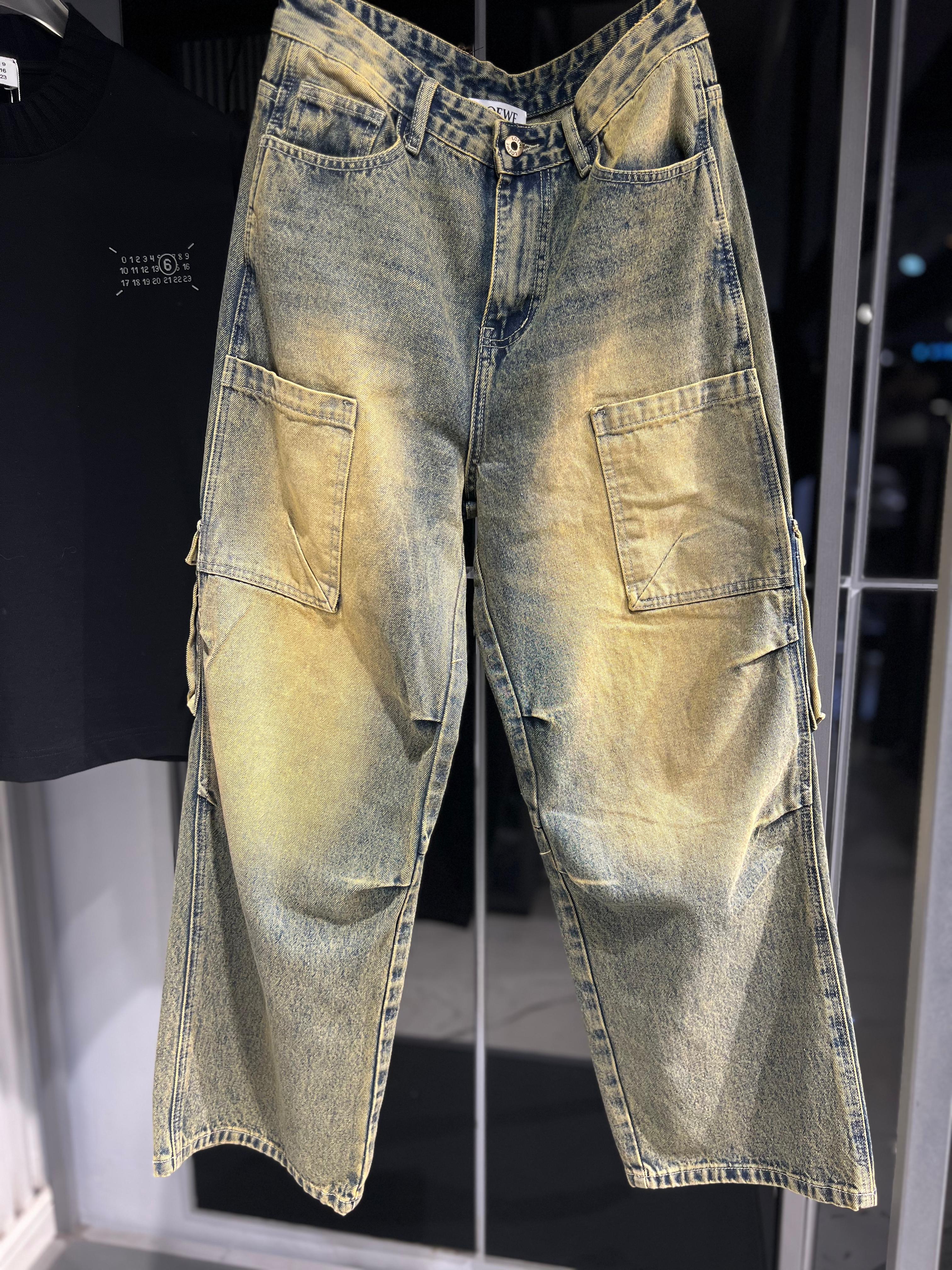 Loewe - Workwear Cargo Jeans - Sandwashed Indigo