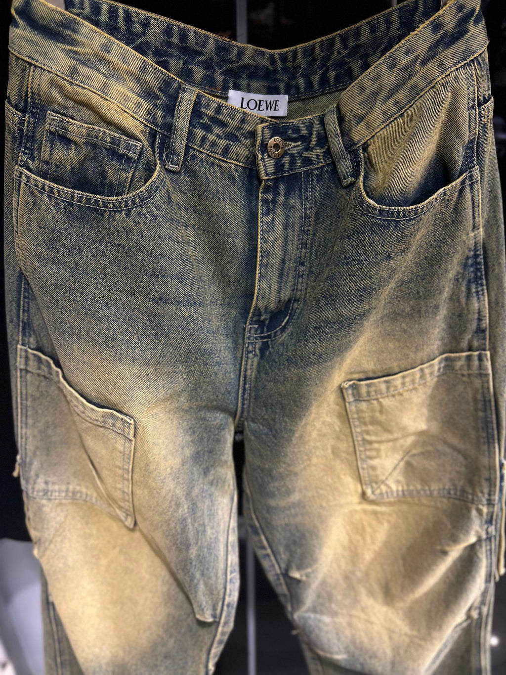 Loewe - Workwear Cargo Jeans - Sandwashed Indigo