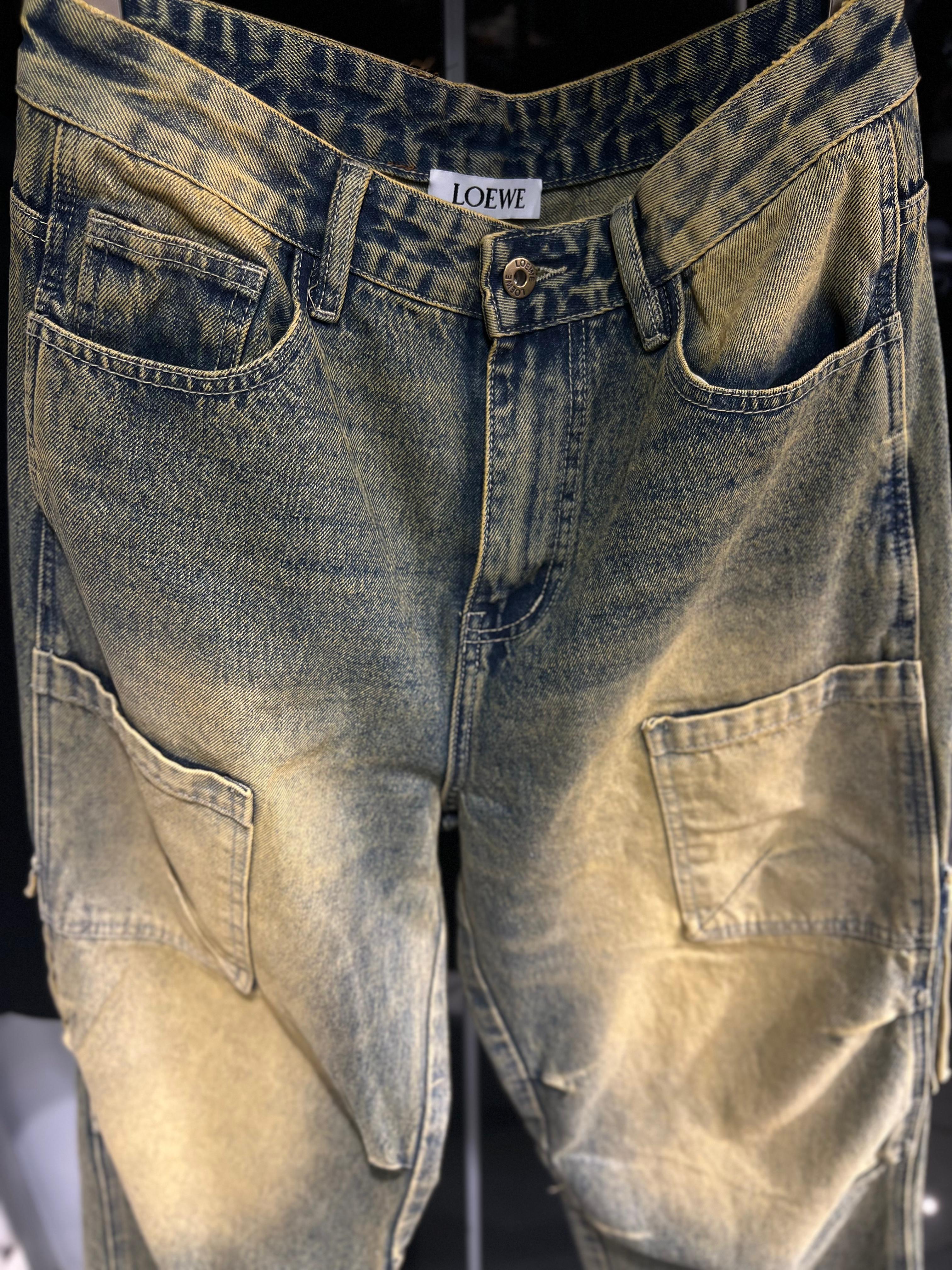 Loewe - Workwear Cargo Jeans - Sandwashed Indigo