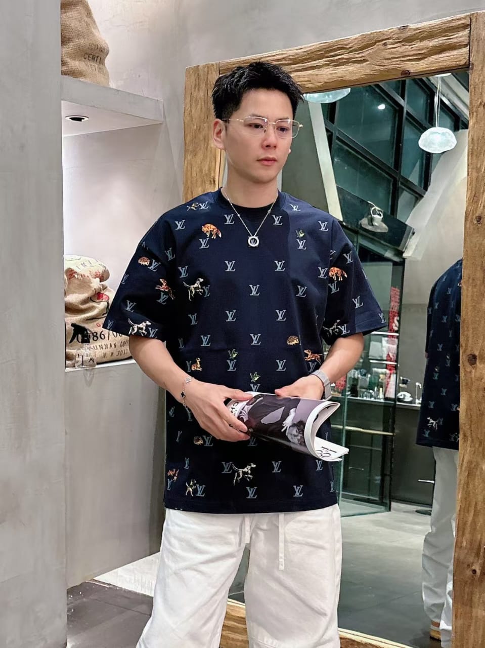 Louis Vuitton - Embroidered Monogram & Animals Cotton T-Shirt - Midnight Navy