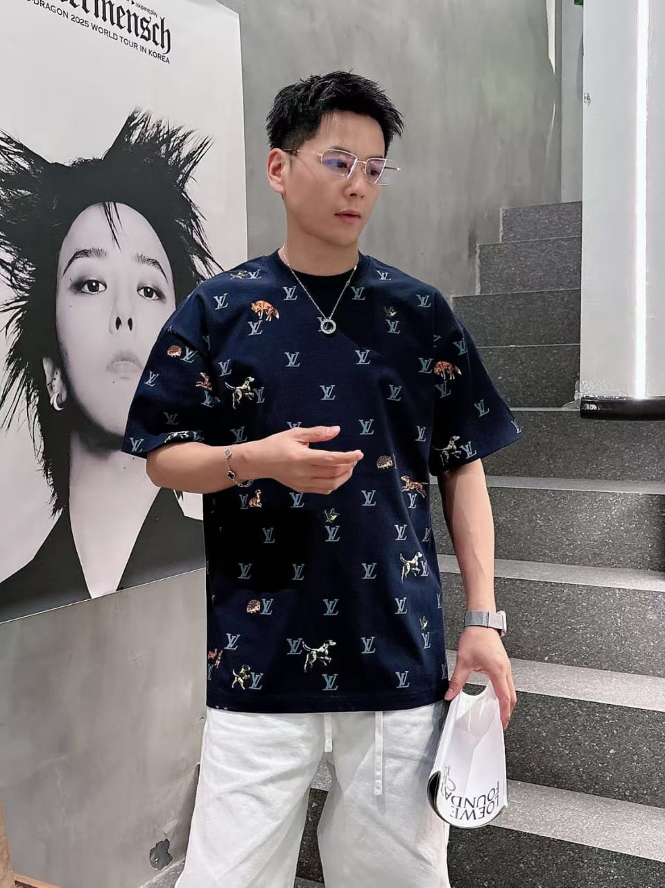 Louis Vuitton - Embroidered Monogram & Animals Cotton T-Shirt - Midnight Navy