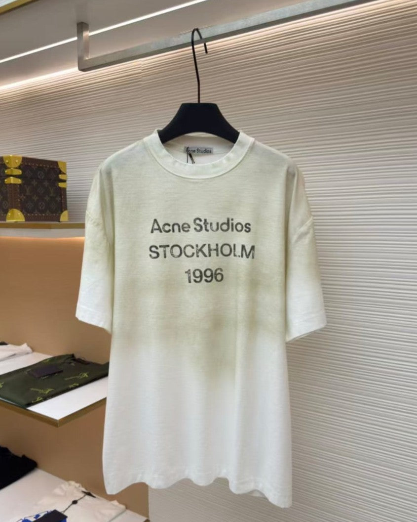 Acne Studios - Stockholm 1996 Distressed Logo T-Shirt - Off-White/Vintage Fade