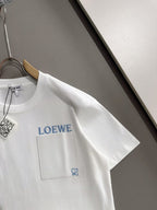 Loewe - Embroidered Anagram Pocket Cotton T-Shirt - White/Sky Blue