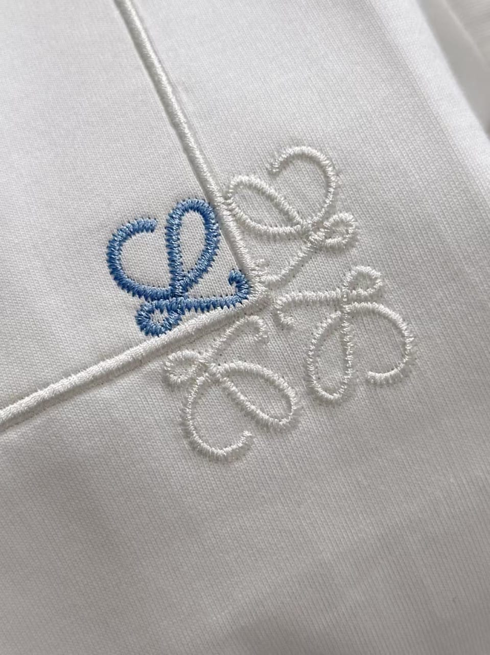 Loewe - Embroidered Anagram Pocket Cotton T-Shirt - White/Sky Blue