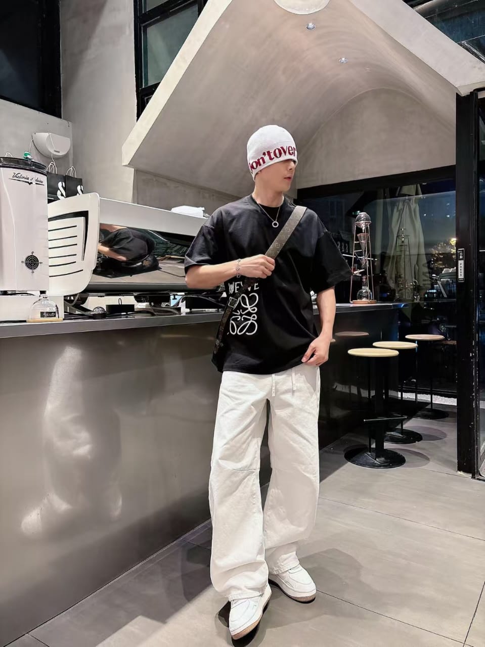 Loewe - Oversized Side Anagram Logo Cotton T-Shirt - Black/White