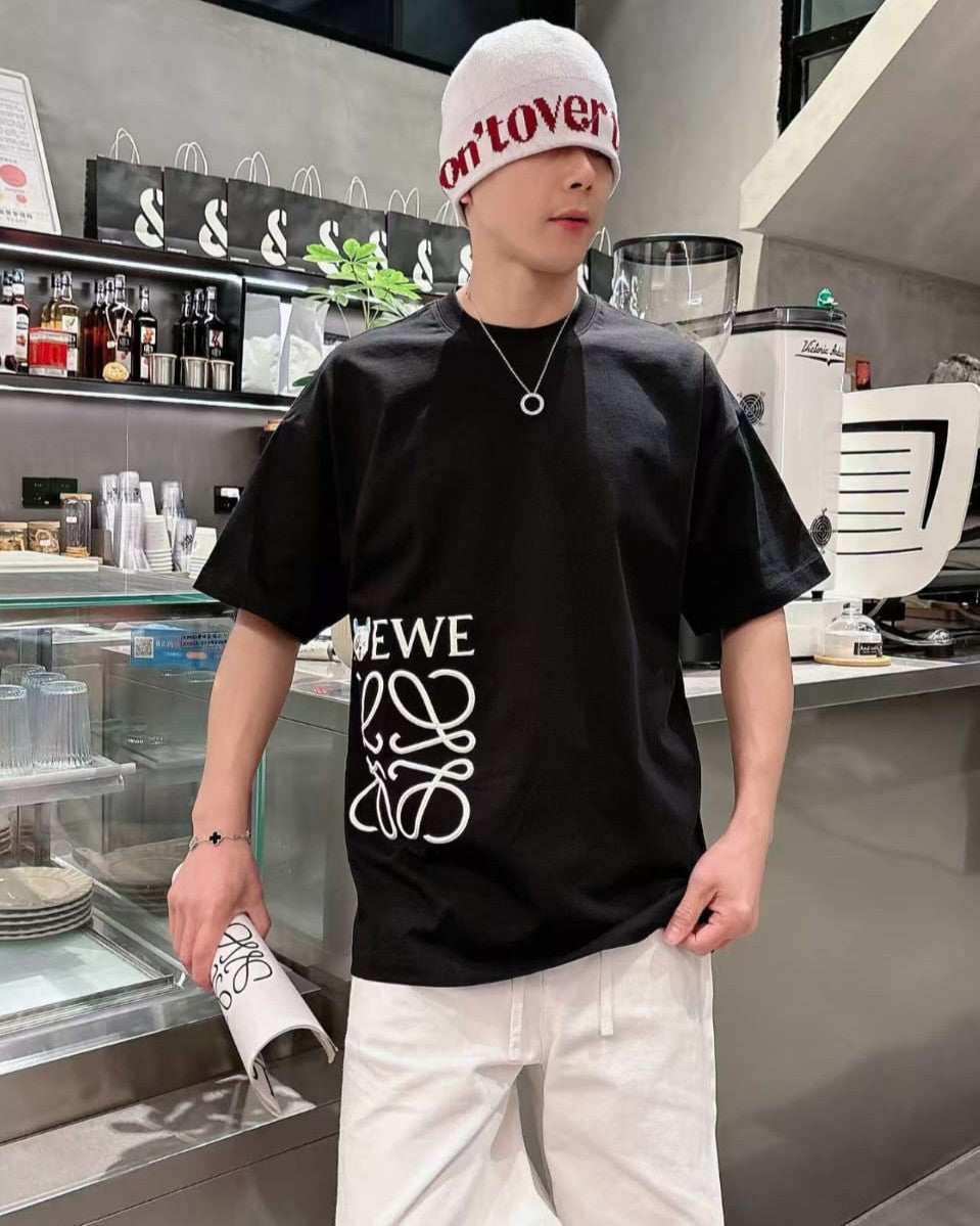 Loewe - Oversized Side Anagram Logo Cotton T-Shirt - Black/White