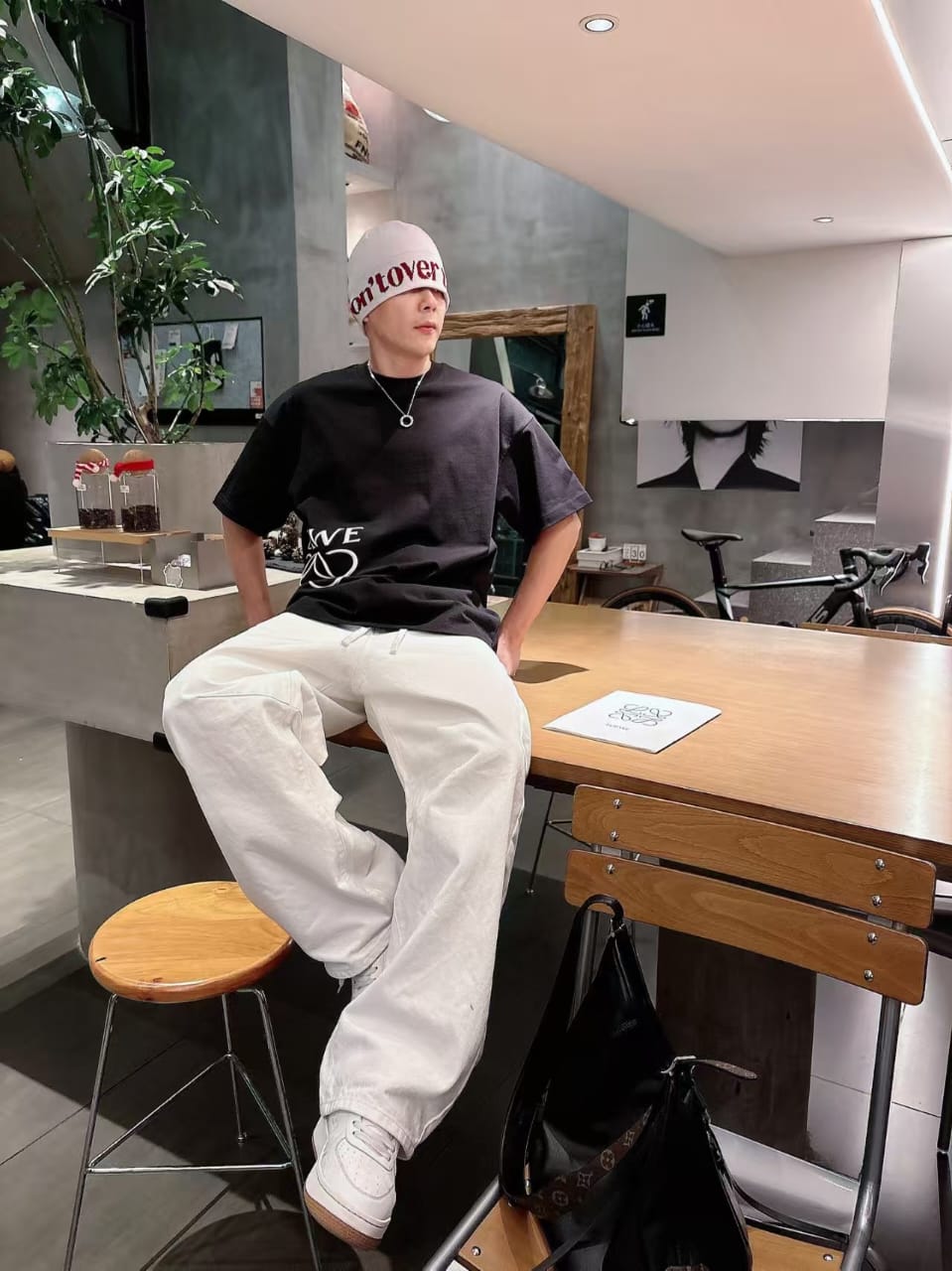 Loewe - Oversized Side Anagram Logo Cotton T-Shirt - Black/White