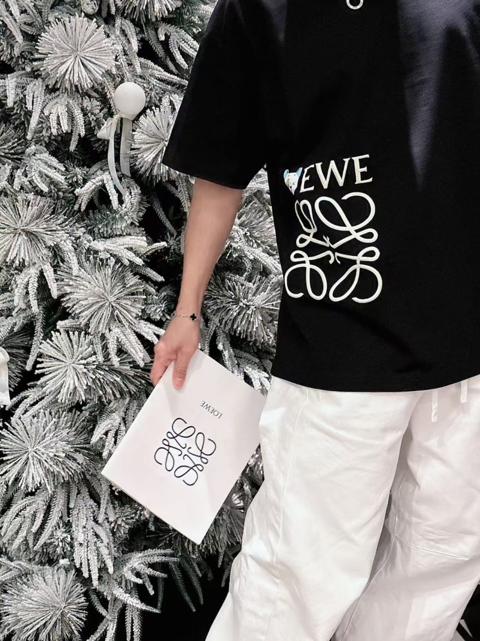 Loewe - Oversized Side Anagram Logo Cotton T-Shirt - Black/White