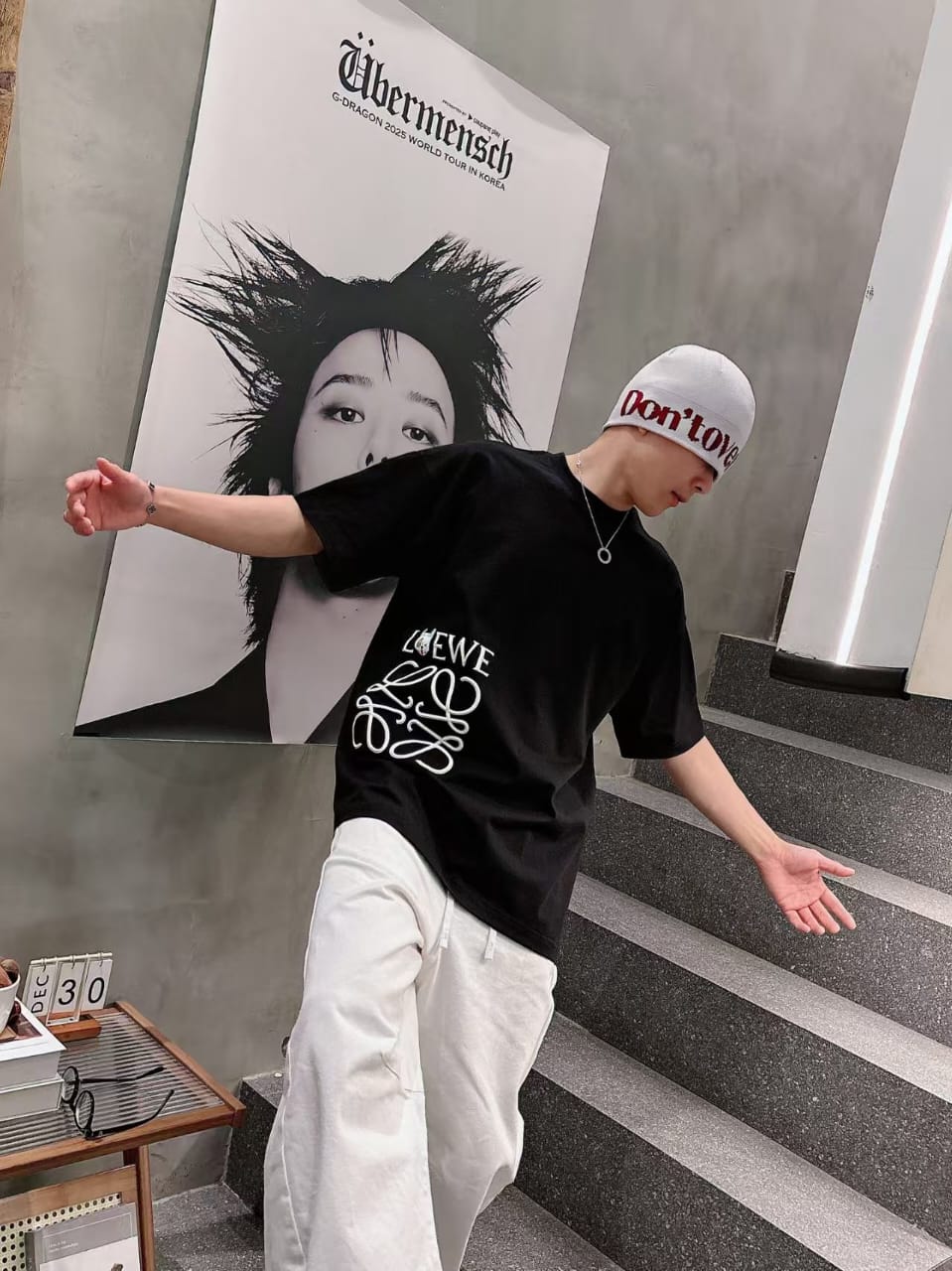 Loewe - Oversized Side Anagram Logo Cotton T-Shirt - Black/White