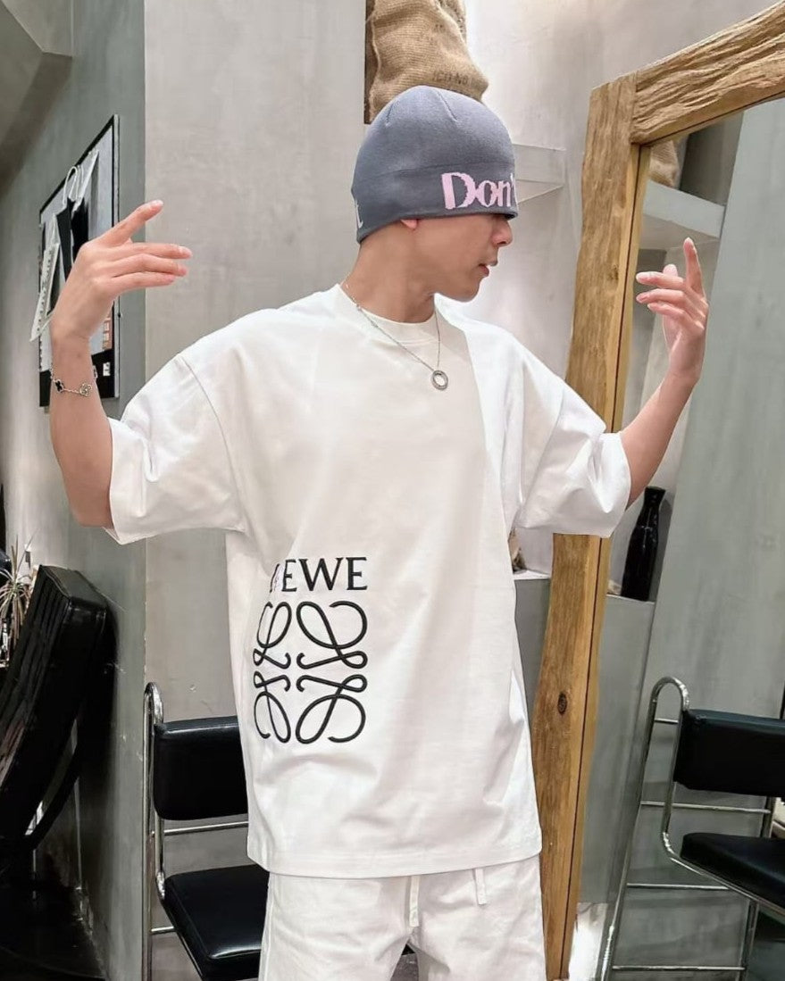 Loewe - Oversized Side Anagram Logo Cotton T-Shirt - White/Black