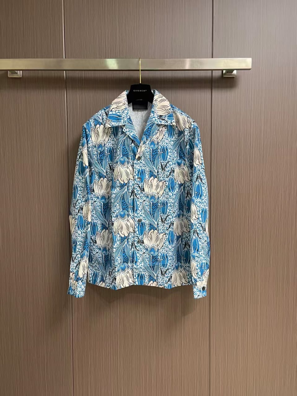 Prada - Blue Floral All-Over Print Long-Sleeved Shirt – Lebsak