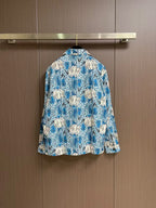 Prada - Blue Floral All-Over Print Long-Sleeved Shirt