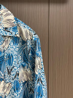 Prada - Blue Floral All-Over Print Long-Sleeved Shirt