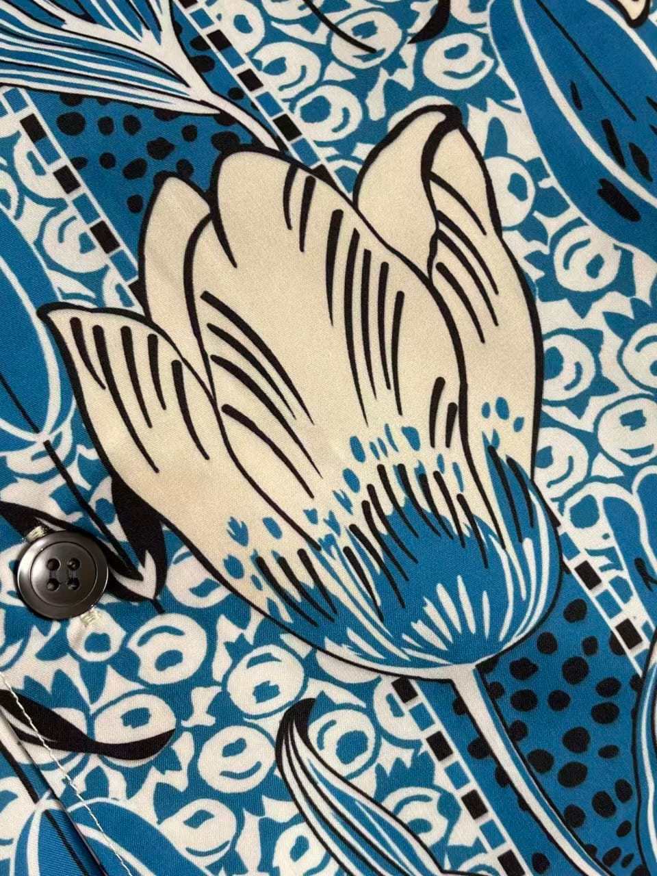 Prada - Blue Floral All-Over Print Long-Sleeved Shirt