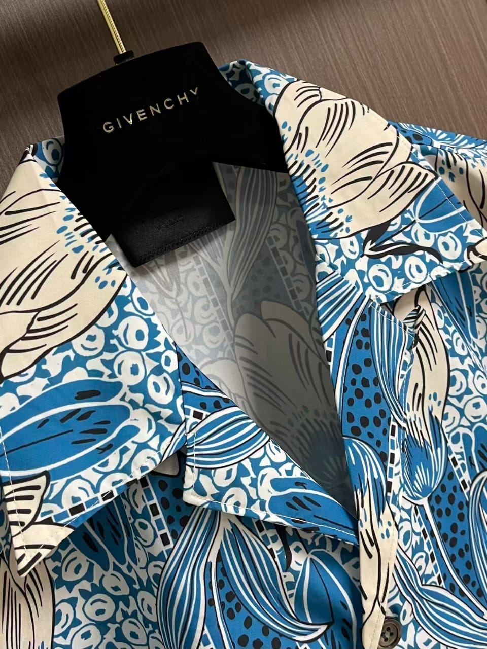 Prada - Blue Floral All-Over Print Long-Sleeved Shirt