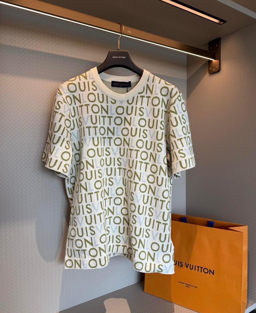 Louis Vuitton 0 All-Over Logo Knit T-Shirt - Cream