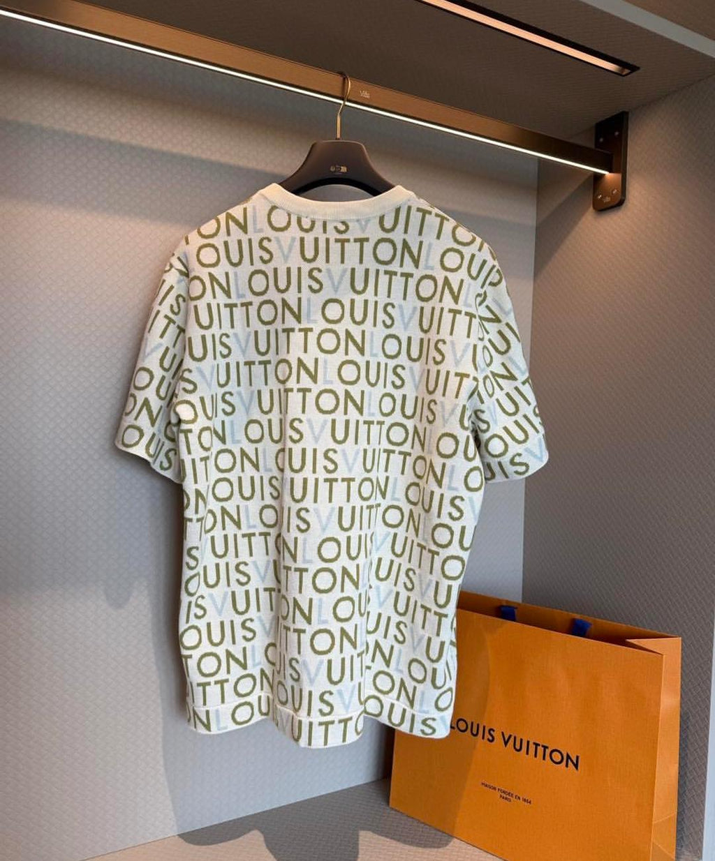 Louis Vuitton 0 All-Over Logo Knit T-Shirt - Cream
