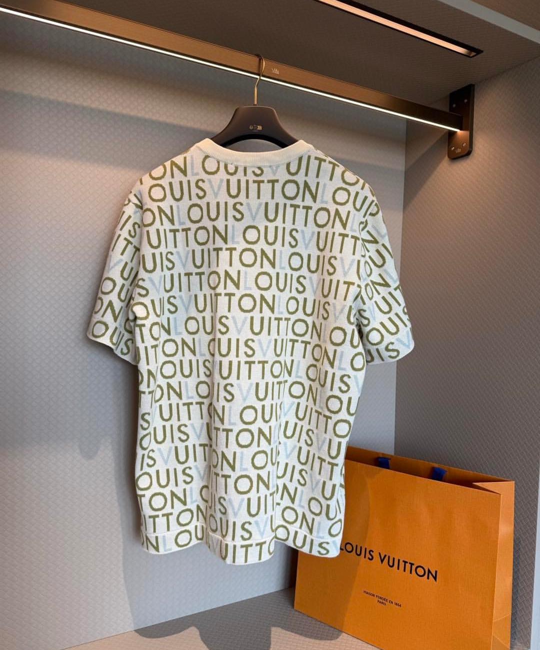 Louis Vuitton 0 All-Over Logo Knit T-Shirt - Cream