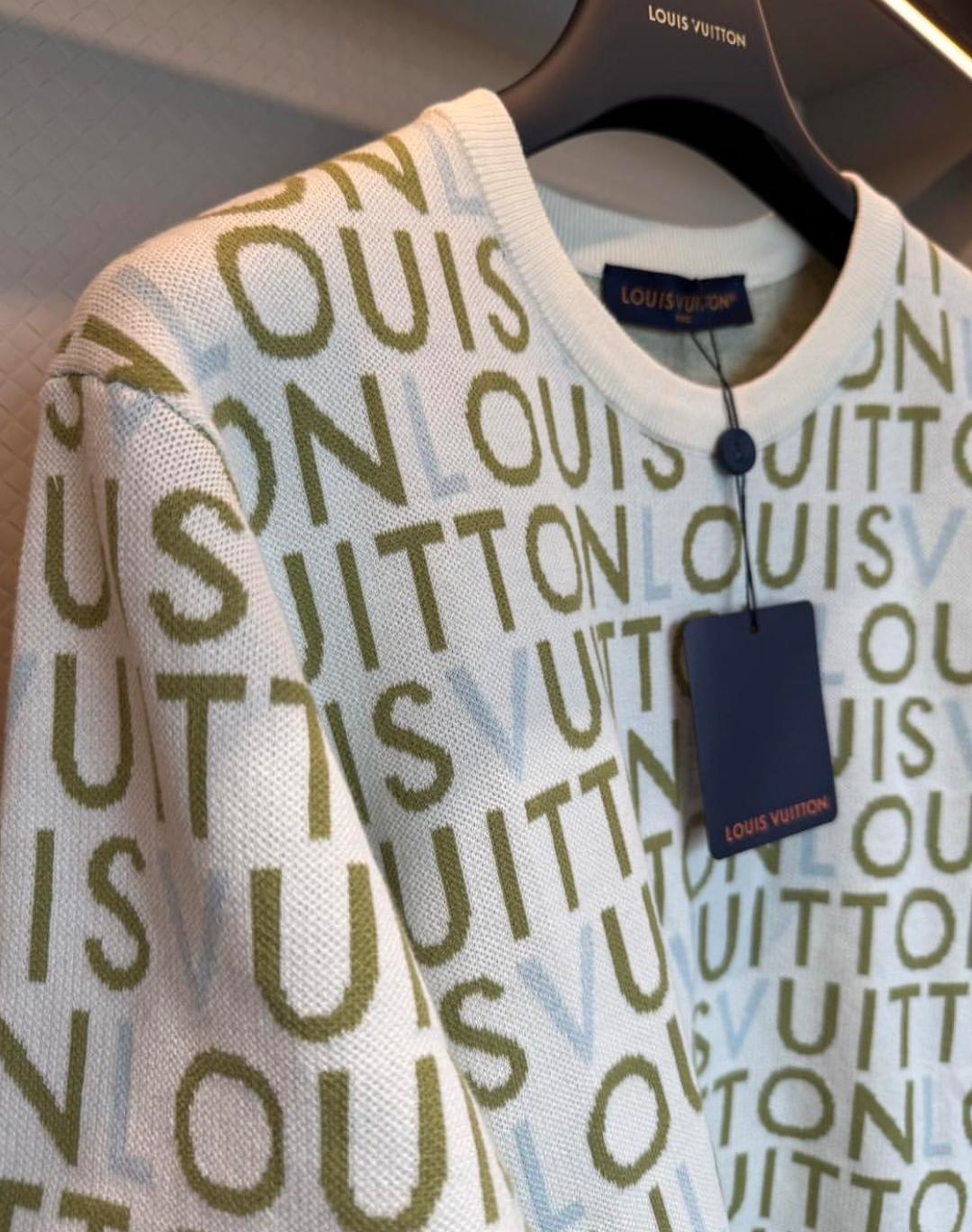 Louis Vuitton 0 All-Over Logo Knit T-Shirt - Cream